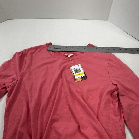 Selfie Women's Sz Medium Long Sleeve Tee Shirt Gather And Tied On Front Pink New - Picture 7 of 16